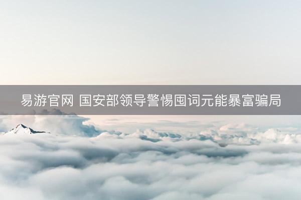 易游官网 国安部领导警惕囤词元能暴富骗局