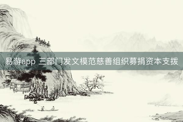 易游app 三部门发文模范慈善组织募捐资本支拨